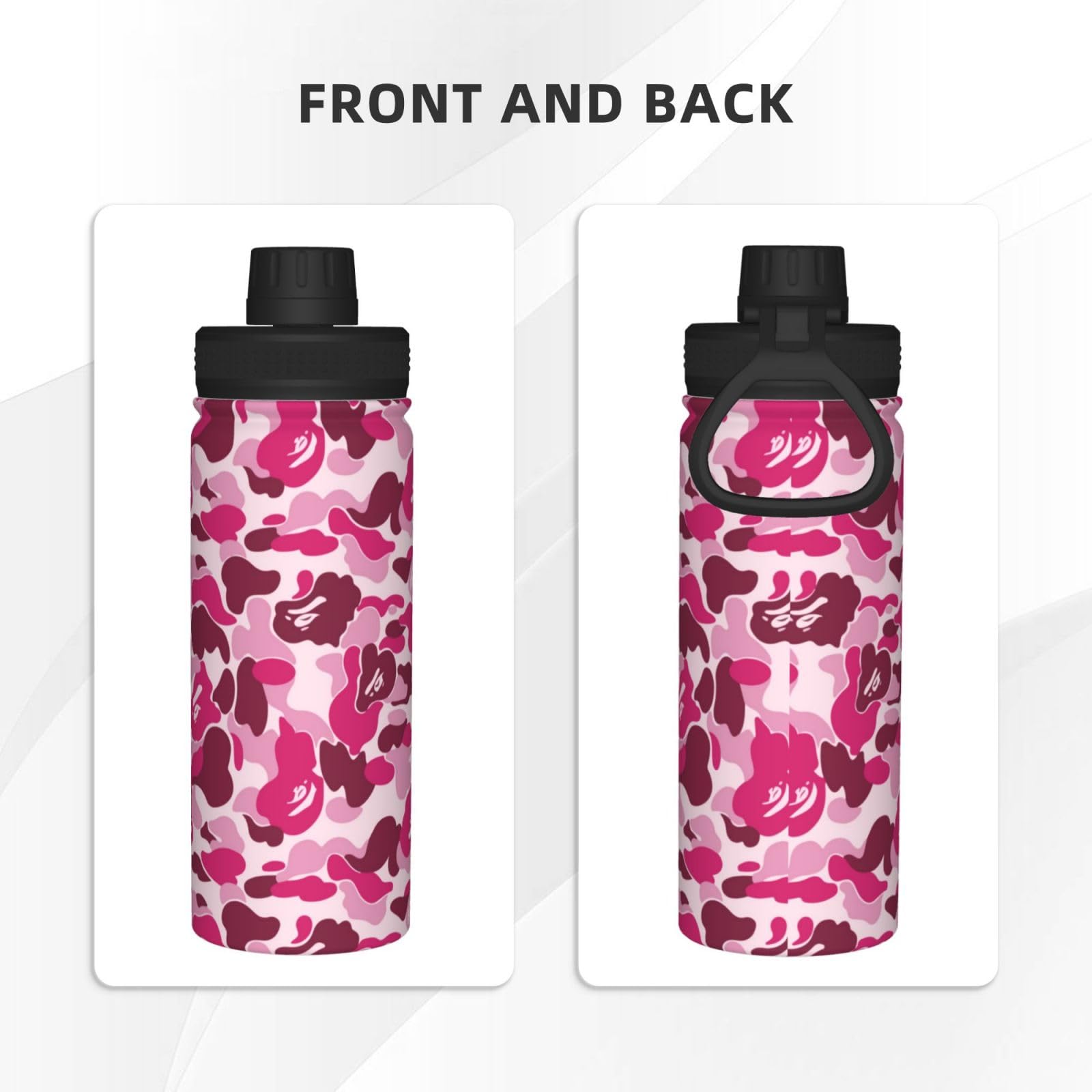 Amazon | スポーツボトル 水筒 ピンク 迷彩柄 保冷 ウォーターボトル